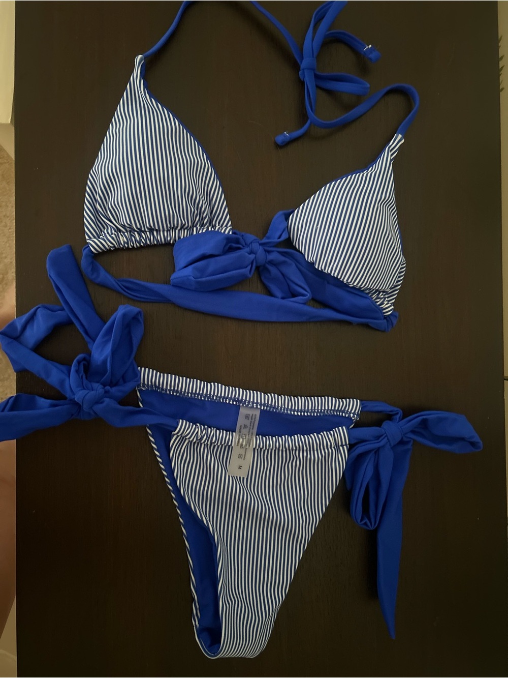 SHEIN Blue Striped Tie-Detail Bikini - Picture 2 of 2
